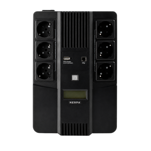 Источник бесперебойного питания NERPA RU 800ВА/480Вт, LCD, 6 розеток Schuko, Зарядка USB, АКБ 9 Ач/12 В Источник бесперебойного питания NERPA RU 800ВА/480Вт, LCD, 6 розеток Schuko, Зарядка USB, АКБ 9 Ач/12 В