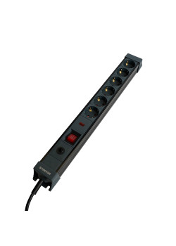 Сетевой фильтр 6-местный с/з STEKKER 3x1мм2, 3 м, 220В, 16А, серия Techno, HM22-61-03, черный