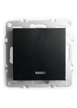 Выключатель 1-клавишный c индикатором (механизм), STEKKER, PSW10-9101-03, 250В, 10А, серия Эрна, черный