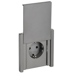 Розетка СП FORTE&PIANO16А IP44 FP519 с заземл. защ. шторки с крышкой безвинт. крепл. сталь IEK FP-R16-16-1-44-K46