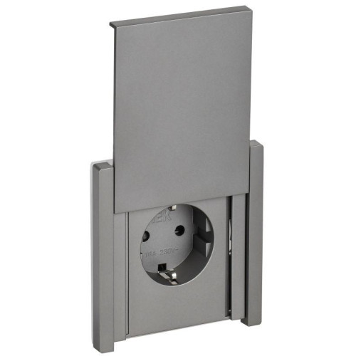 Розетка СП FORTE&PIANO16А IP44 FP519 с заземл. защ. шторки с крышкой безвинт. крепл. сталь IEK FP-R16-16-1-44-K46