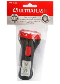 Фонарь LED16014 1 + 4SMD LED 2 реж. 1XR6 пласт блист-пакет Ultraflash 14253