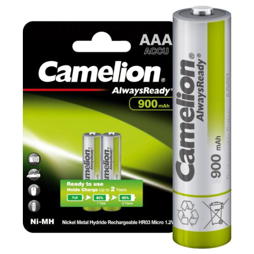 Аккумулятор AAA/R03 900мА.ч NI-MN Always Ready BL-2 металлик (блист.2шт) Camelion 9165 Аккумулятор AAA/R03 900мА.ч NI-MN Always Ready BL-2 металлик (блист.2шт) Camelion 9165