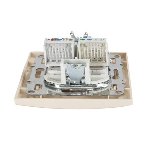 Минск Розетка RJ-45+Phone СП бежевый EKF