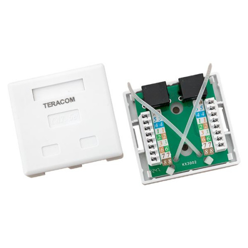 Розетка настенная TERACOM Cat.5E неэкран. 2 порта RJ-45 Dual IDC белая Розетка настенная TERACOM Cat.5E неэкран. 2 порта RJ-45 Dual IDC белая