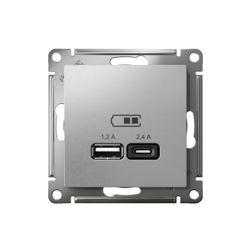 ATLASDESIGN USB РОЗЕТКА А+С, 5В/2,4А, 2х5В/1,2А, механизм, АЛЮМИНИЙ ATLASDESIGN USB РОЗЕТКА А+С, 5В/2,4А, 2х5В/1,2А, механизм, АЛЮМИНИЙ