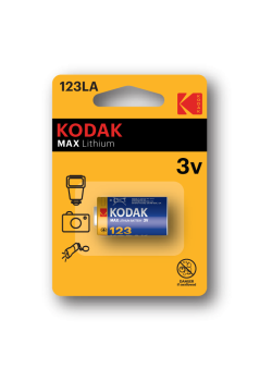 Элемент питания литиевый CR123 3В MAX Lithium (блист. 1шт) KODAK Б0005146