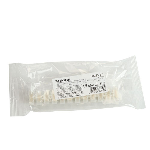 LD225-6A Зажим винтовой изолированный 450В, 6А, 12 пар, полиамид DIY