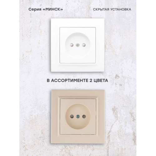 Минск Розетка 1-местная СП б/з 10 А, с защ. штор., белая EKF Минск Розетка 1-местная СП б/з 10 А, с защ. штор., белая EKF