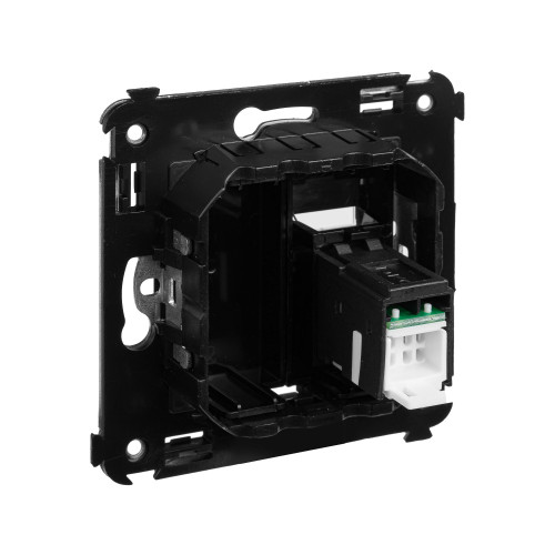 Компьютерная розетка RJ-45 в стену, кат.5e одинарная, Avanti, черный квадрат Компьютерная розетка RJ-45 в стену, кат.5e одинарная, Avanti, черный квадрат