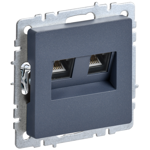 BRITE Розетка компьютерная двойная RJ45 кат.5E РК10-2-БрМ маренго IEK