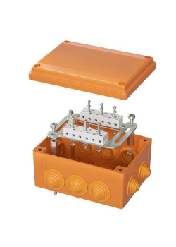 Коробка пластиковая FS с кабельными вводами и клеммниками, IP55,240х190х90 мм, 8р, 450V, 32A, 10 мм2, нерж.контакт
