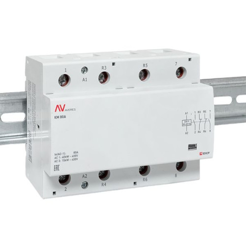 Контактор модульный КМ 80А 2NO+2NC 230В АС (6 мод.) AVERES EKF Контактор модульный КМ 80А 2NO+2NC 230В АС (6 мод.) AVERES EKF