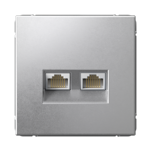 ARTGALLERY РОЗЕТКА двойная компьютерная RJ45+RJ45, кат.6А, механизм, АЛЮМИНИЙ