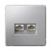 ARTGALLERY РОЗЕТКА двойная компьютерная RJ45+RJ45, кат.6А, механизм, АЛЮМИНИЙ