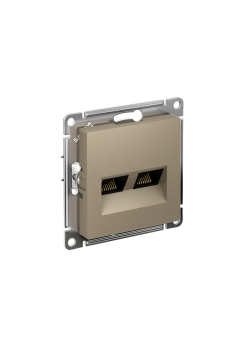 ATLASDESIGN РОЗЕТКА двойная компьютерная RJ45+RJ45 кат. 5e, механизм, ШАМПАНЬ