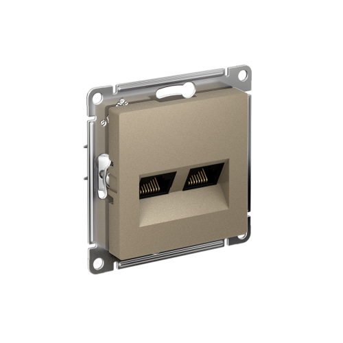 ATLASDESIGN РОЗЕТКА двойная компьютерная RJ45+RJ45 кат. 5e, механизм, ШАМПАНЬ