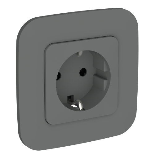 FLITE Розетка с заземлением с защитными шторками безвинтовое крепление 16А РСш11-1-ФлМА мокрый асфальт IEK
