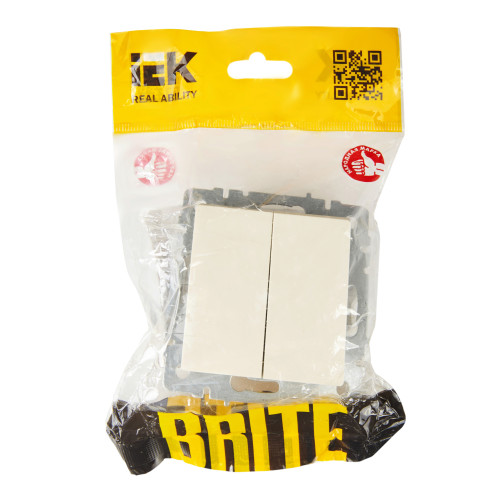 BRITE Выключатель 2-клавишный проходной 10А ВС10-2-6-БрКр бежевый IEK BRITE Выключатель 2-клавишный проходной 10А ВС10-2-6-БрКр бежевый IEK