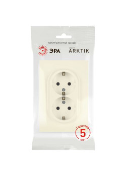 Розетка 2-м СП Arktik 16А IP20 250В с заземл. сл. кость 16-2104-02 Эра Б0070445