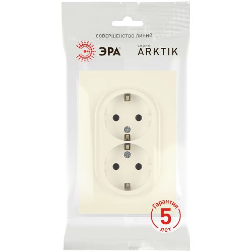Розетка 2-м СП Arktik 16А IP20 250В с заземл. сл. кость 16-2104-02 Эра Б0070445