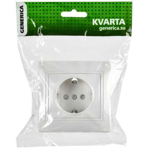 KVARTA Розетка 1-местная с заземлением с защитными шторками 16А РСш10-3-КБ белый GENERICA KVARTA Розетка 1-местная с заземлением с защитными шторками 16А РСш10-3-КБ белый GENERICA