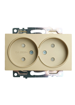 GLS10-7113-08 Розетка 2-местная с защитной шторкой (механизм) б/з, 250В, 10А, серия Катрин, золото
