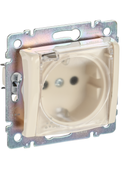 VALENA DIY Розетка 1-местная с заземлением с защитными шторками и крышкой 16А IP44 слоновая кость