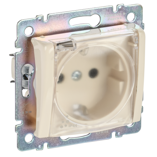 VALENA DIY Розетка 1-местная с заземлением с защитными шторками и крышкой 16А IP44 слоновая кость