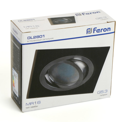 Светильник встраиваемый Feron DL2801 потолочный MR16 G5.3 черный-хром Светильник встраиваемый Feron DL2801 потолочный MR16 G5.3 черный-хром