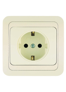 Розетка 1-м СП Mimoza 16А IP20 с заземл.керамика крем./крем. Makel 25008