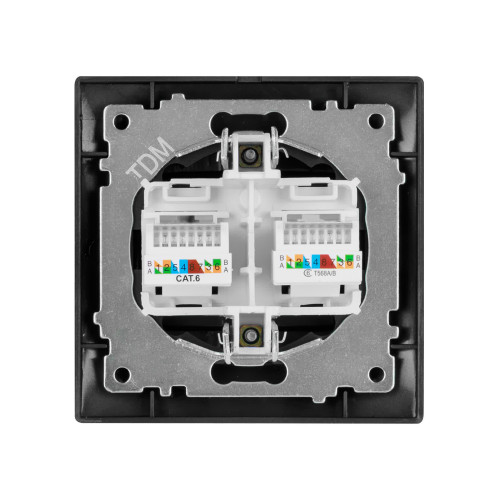 Розетка компьютерная двойная RJ45 шоколад Розетка компьютерная двойная RJ45 шоколад
