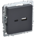 BRITE Розетка USB A+C 18Вт РЮ11-1-БрГ графит IEK BRITE Розетка USB A+C 18Вт РЮ11-1-БрГ графит IEK