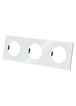 Рамка тройная хрустально-белая, стекло, 