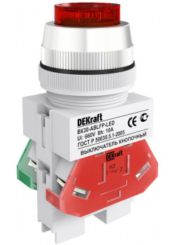 Выкл. кноп. ABLFP D30 КРАСНЫЙ LED 220В ВK-30