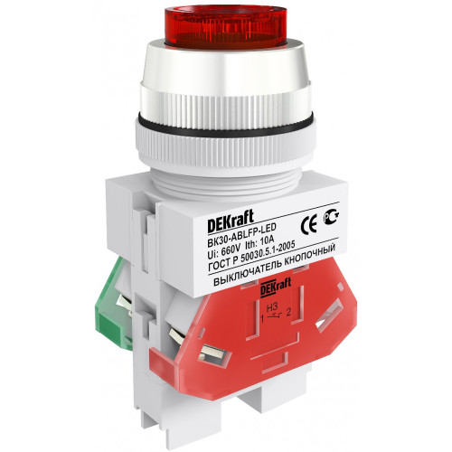 Выкл. кноп. ABLFP D30 КРАСНЫЙ LED 220В ВK-30