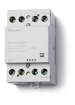 Контактор модульный 4NO 40А AgSnO2 230В AC/DC 53.5мм IP20 опции: мех. индикатор FINDER 224402304310