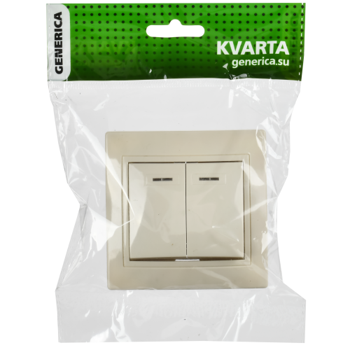 KVARTA Выключатель 2-клавишный с индикацией 10А ВС10-2-1-ККм кремовый GENERICA KVARTA Выключатель 2-клавишный с индикацией 10А ВС10-2-1-ККм кремовый GENERICA