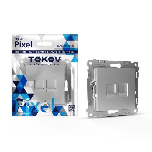 Розетка компьютерная 2-м СП Pixel RJ45 кат.5E механизм алюм. TOKOV ELECTRIC TKE-PX-RC2-C03 Розетка компьютерная 2-м СП Pixel RJ45 кат.5E механизм алюм. TOKOV ELECTRIC TKE-PX-RC2-C03