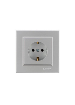 Розетка 1-м СП Karea 16А IP20 с/з сереб. Makel 56065028