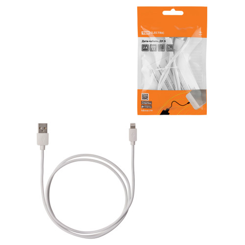 Дата-кабель, ДК 6, USB - Lightning, 1 м, белый, TDM Дата-кабель, ДК 6, USB - Lightning, 1 м, белый, TDM