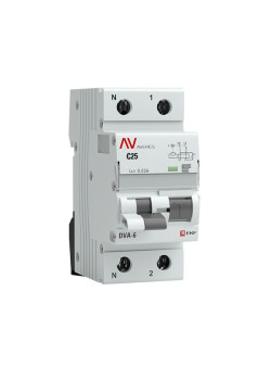 АВДТ DVA-6 1P+N 25А х-ка C 30мА тип A эл-мех. 6кА AVERES EKF
