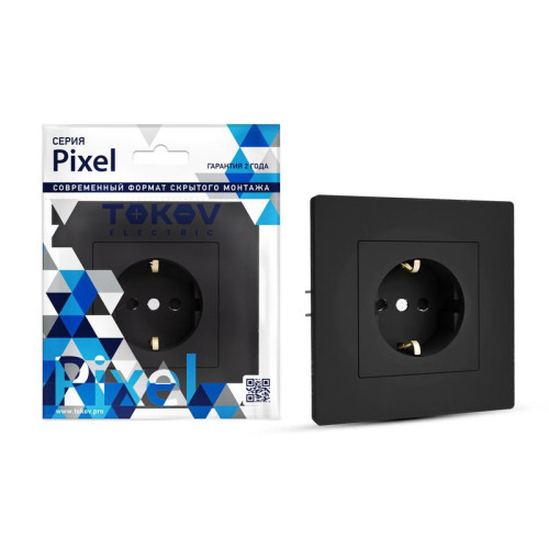 Розетка 1-м СП Pixel 16А IP20 с заземл. защ. шторки в сборе карбон TOKOV ELECTRIC TKE-PX-R1FZSF-C14 Розетка 1-м СП Pixel 16А IP20 с заземл. защ. шторки в сборе карбон TOKOV ELECTRIC TKE-PX-R1FZSF-C14