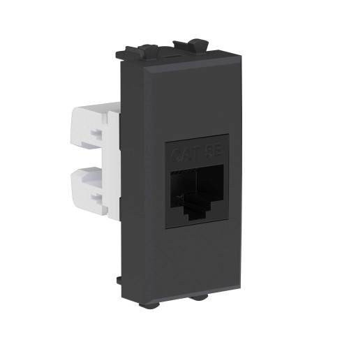 Компьютерная розетка RJ-45 без шторки модульная, кат.5е, Avanti, черный матовый, 1 модуль Компьютерная розетка RJ-45 без шторки модульная, кат.5е, Avanti, черный матовый, 1 модуль