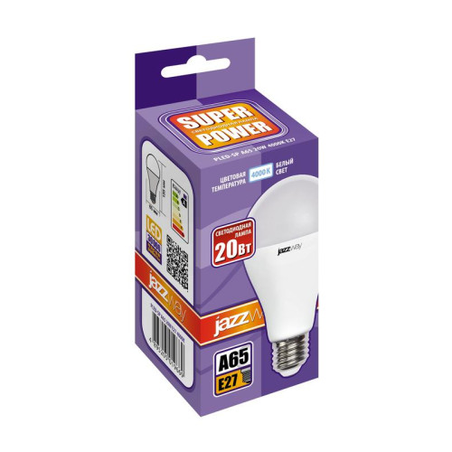Лампа светодиодная PLED-SP 20Вт A65 4000К нейтр. бел. E27 230В/50Гц JazzWay 5019669A Лампа светодиодная PLED-SP 20Вт A65 4000К нейтр. бел. E27 230В/50Гц JazzWay 5019669A