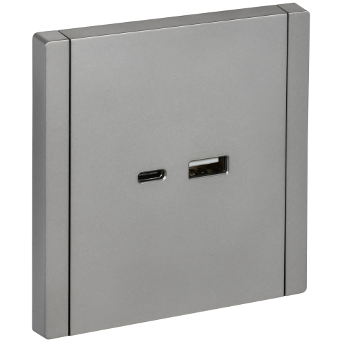 FORTE&PIANO Розетка USB A+C 18Вт FP551 сталь IEK