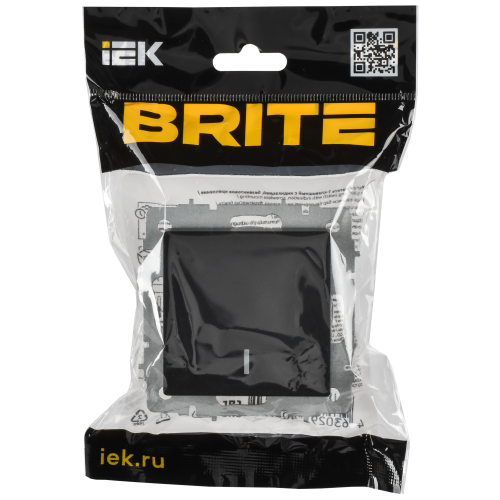 BRITE Выключатель 1-клавишный с индикацией 10А безвинтовое крепление ВС11-1-1-БрЧ черный IEK