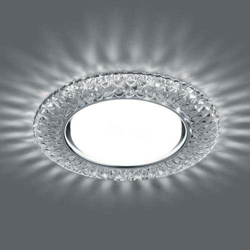 Светильник встраиваемый с белой LED подсветкой Feron CD4043 потолочный GX53 без лампы, прозрачный, хром Светильник встраиваемый с белой LED подсветкой Feron CD4043 потолочный GX53 без лампы, прозрачный, хром