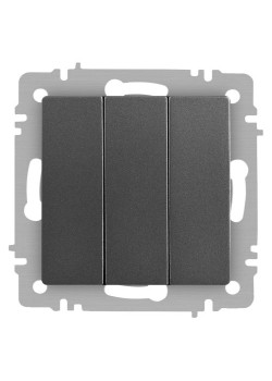 Выключатель 3-кл. СП Accent 6-106-07 10А IP20 250В AL/CU графит Intro Б0063544