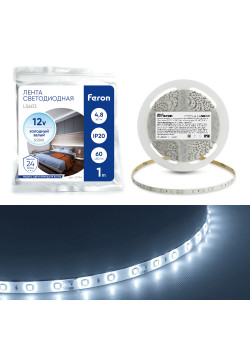 Светодиодная LED лента Feron LS603, 60SMD(2835)/m 4.8W/m 12V 1m 6500К